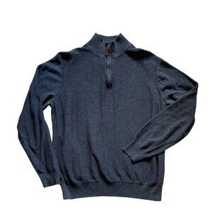 The Savile Row Co London Charcoal Gray 1/4-Zip Pullover Cotton Sweater MENS Sz L
